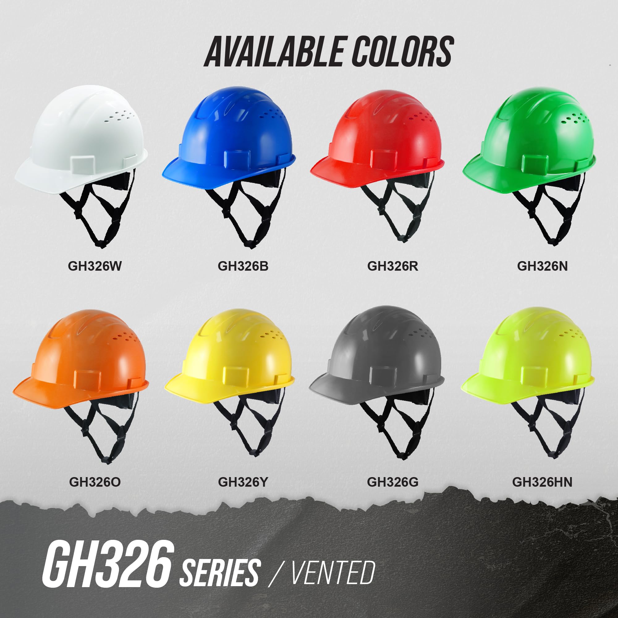 GE Casco duro, estilo de gorra sin ventilación, clase G y E, blanco, banda acolchada que absorbe el sudor, sistema de trinquete de 4 puntos, ranuras para orejeras, alta resistencia a los impactos,
