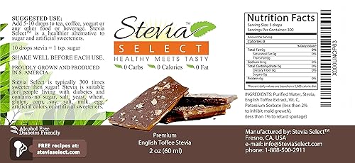 Miniatura 5 de Stevia Drops Caramel, Crema Irlandesa y Toffee Inglés Stevia Select Keto Café Sabores Sin Azúcar Paquete Paquete Paquete (3)