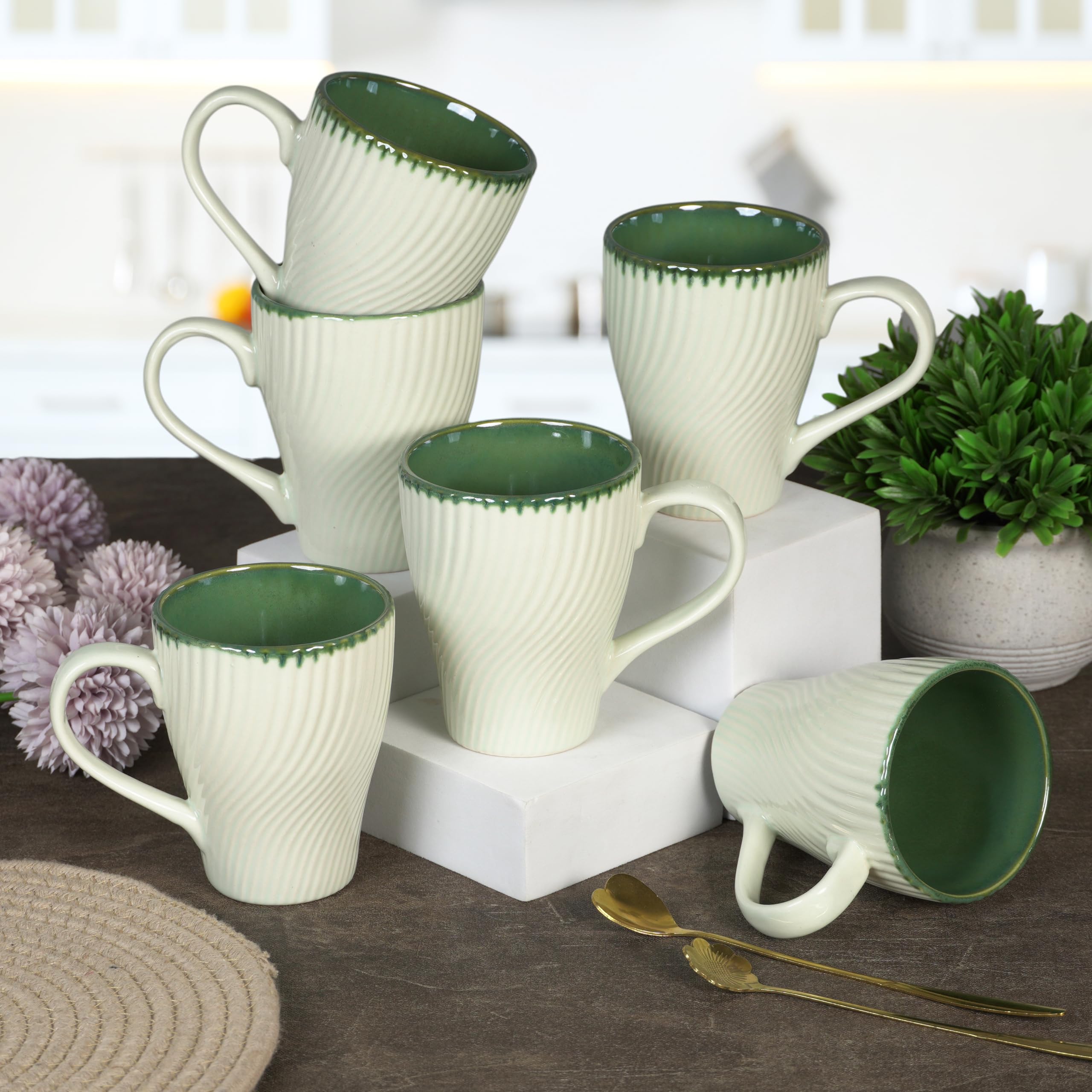 CRAF10 Indigo Gold Coffee Mugs - Set of 1 -9 CRAF10 Indigo Gold Coffee Mugs - Set of 1 -9