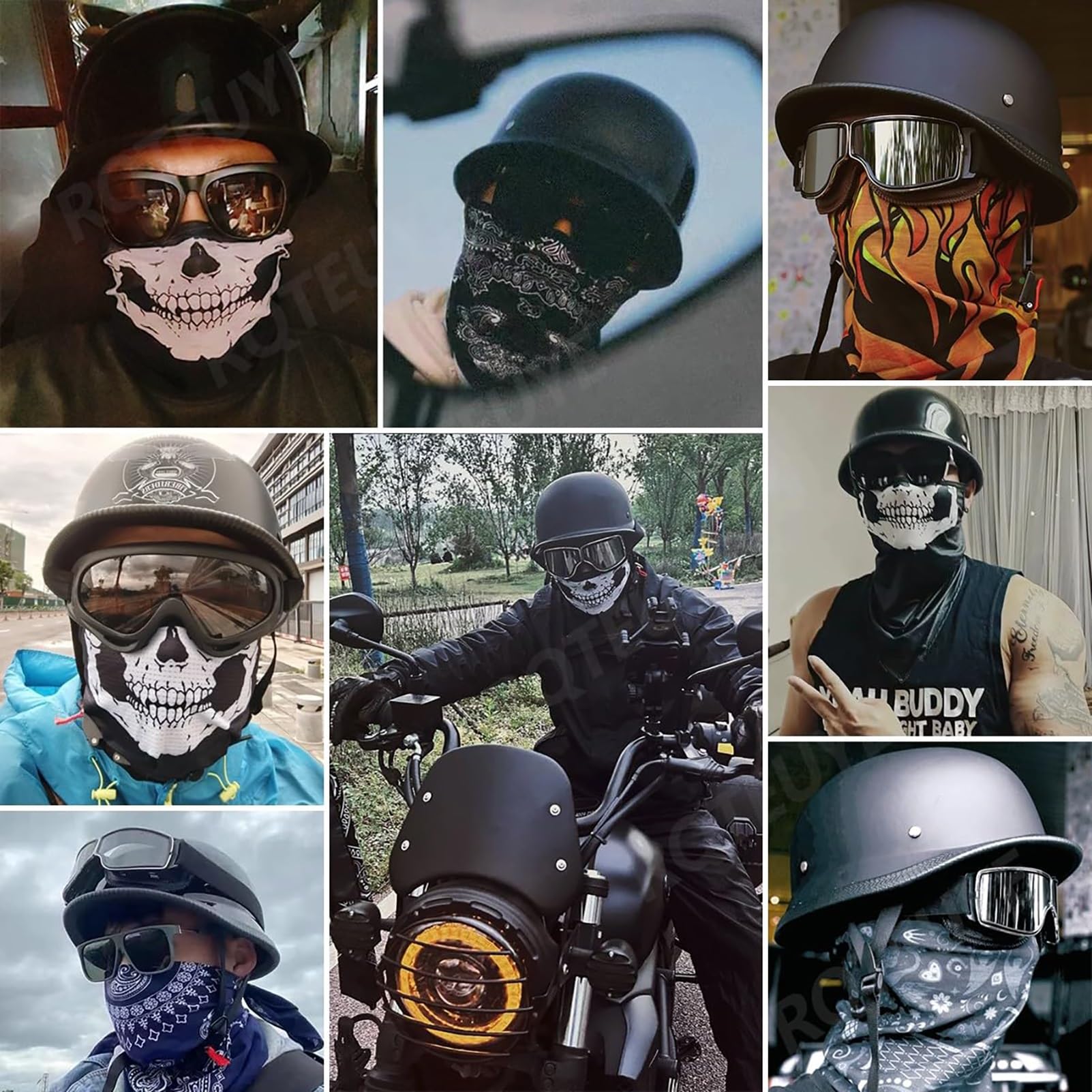 EBAYIN Casco Jet Caschi Cromwell Casco Mezzo Casco Moto Vintage Casco Jet Stile Tedesco Casco Scooter DOT Omologato ECE for Uomo Donna Casco Protettivo for Adulti(C3,XXXL(65~66cm))
