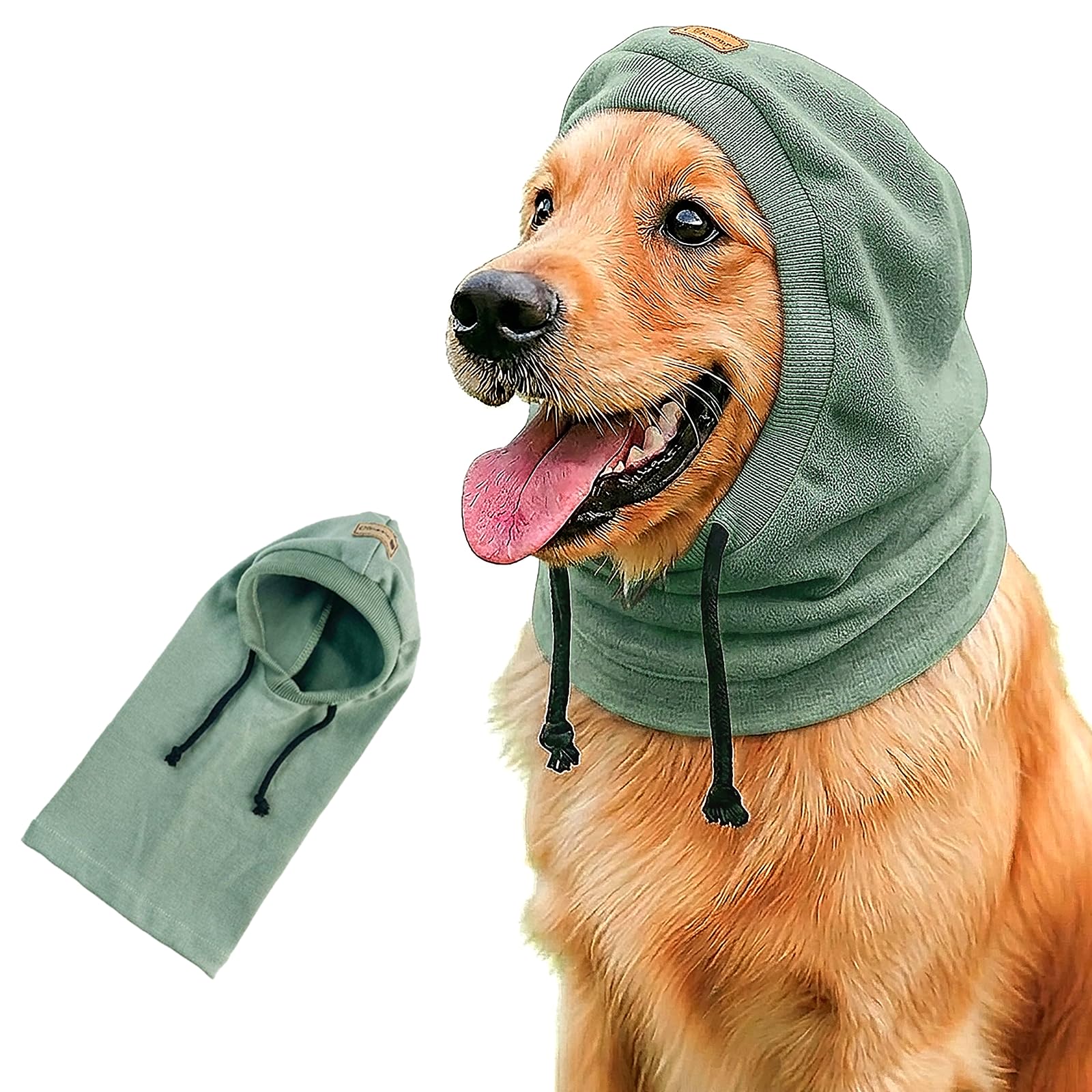 Colenumone Dog Hats for Outdoor Photo Props, Calming Dog Snood & Ear Protectors for Noise, Versatile Dog Bandana for Anxiety Relief, Fireworks & Grooming, Soft Breathable Pet Headwear(green-L) โ image 1