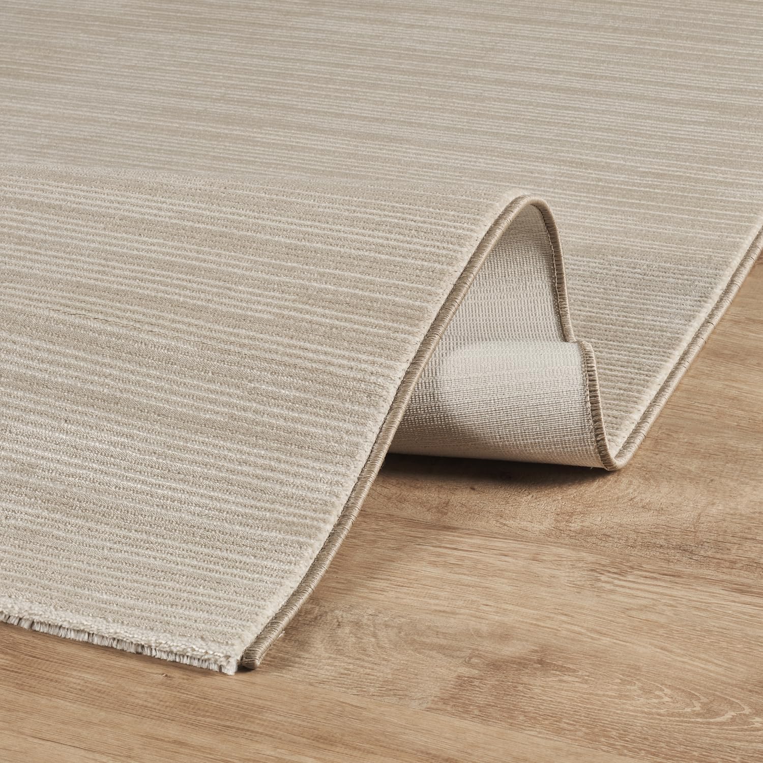 Teppich Wohnzimmer Schlafzimmer Kurzflor Robust Hoch-Tief-Effekt Streifen Beige Size:200x290