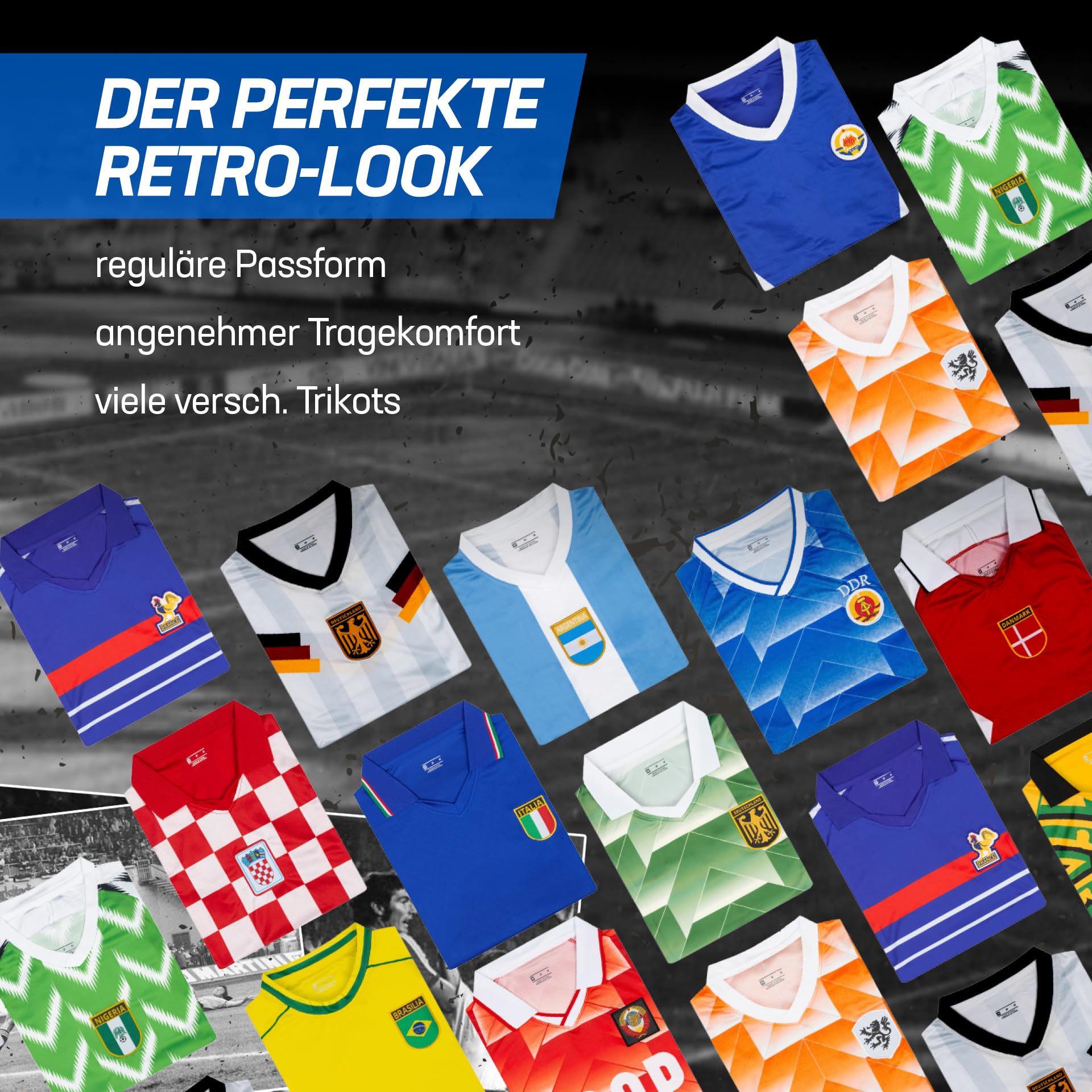 JELEX Retro History Maillot pour homme | Avec logo brodé et manches courtes | Design nostalgique pour les fans de football | Idéal pour les collectionneurs