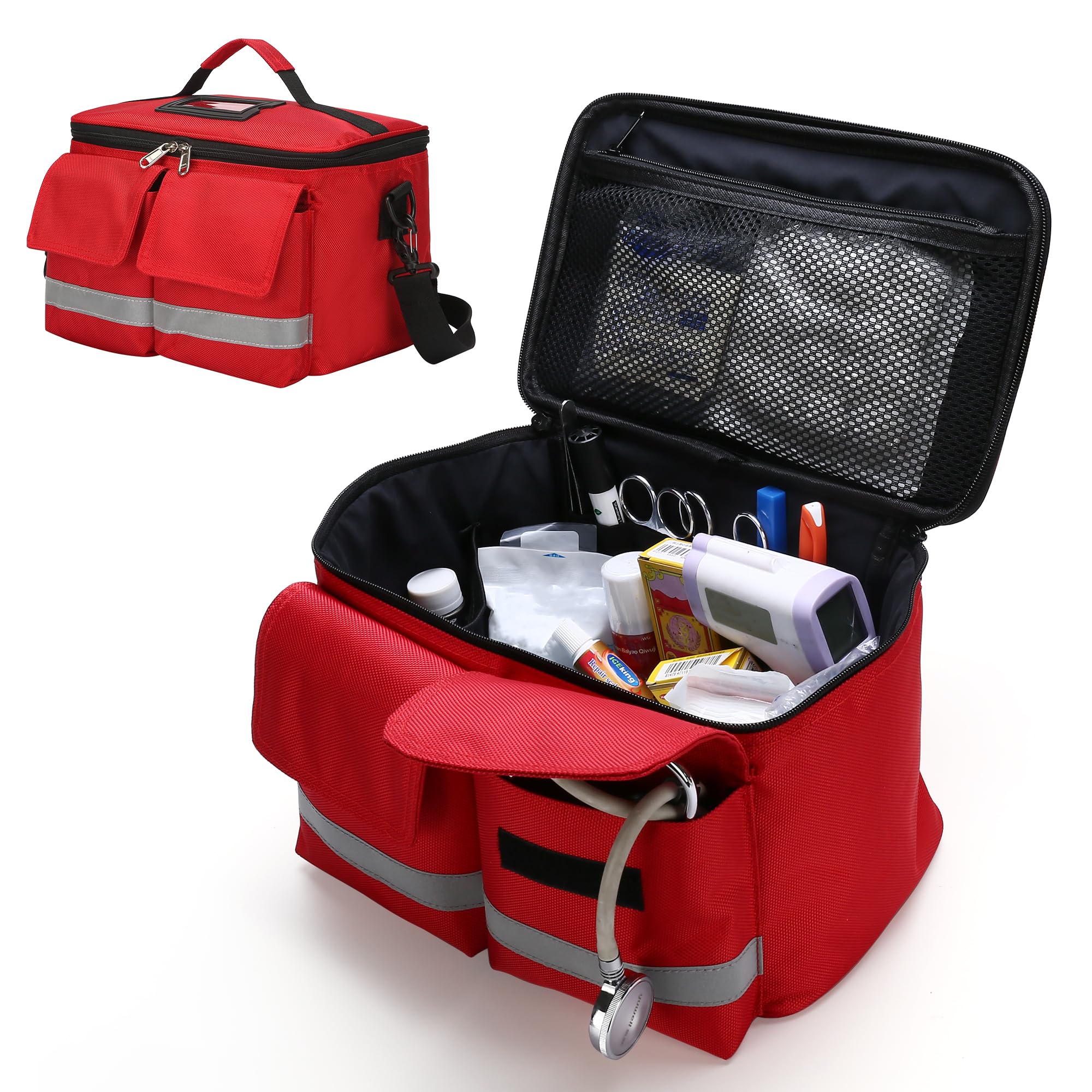 First Aid Kit Empty Emergency Kits -Waterproof Fire Prevention Wear Resisting Adjustable Straps First Aid Bag For Travel, Home, Office, Car, Hiking, Workplace & Outdoor Navy Blue 25 * 35 * 45 - View #12