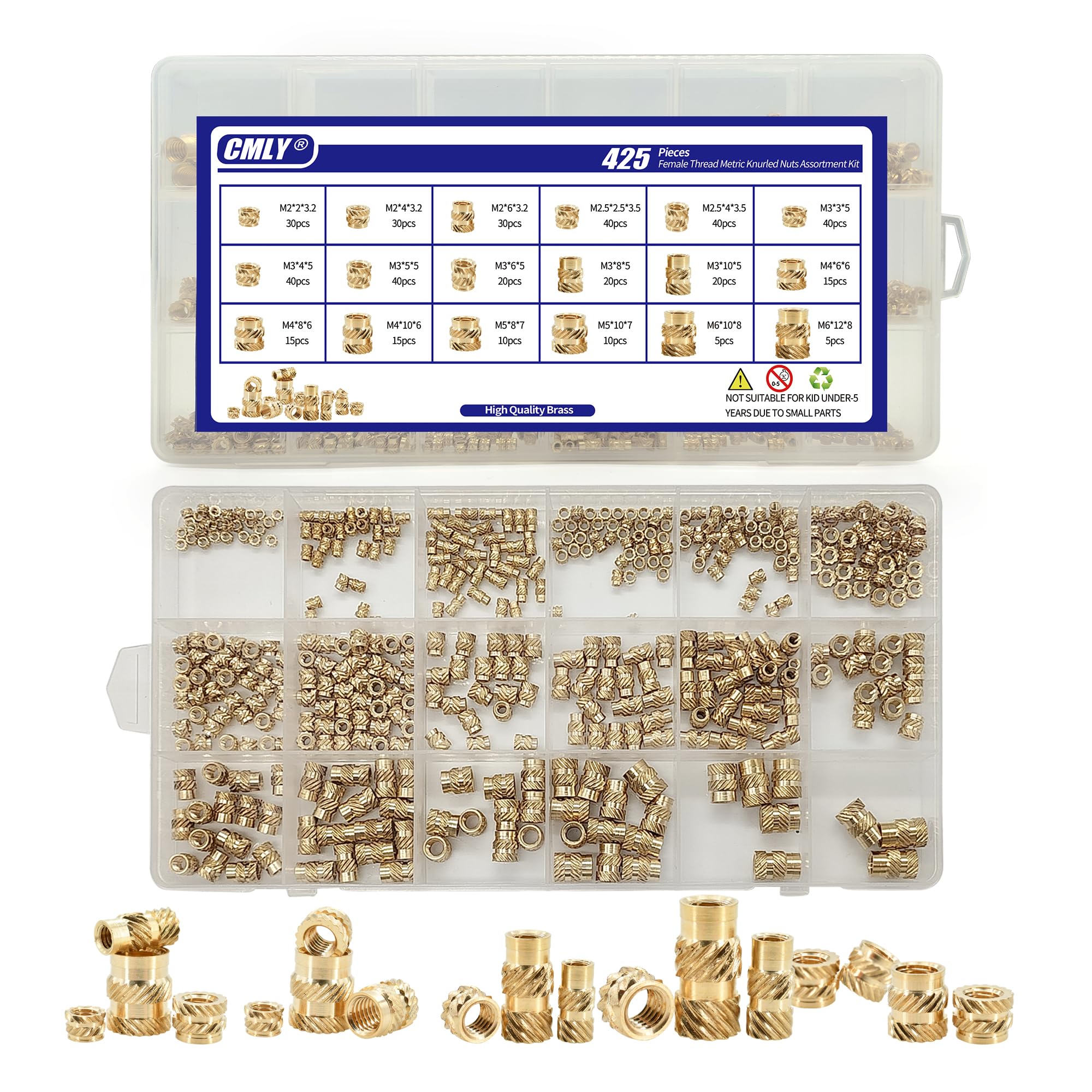 15 écrous à Inserts Cannelés M4 X 20mm - Laiton - Pour Impression 3D Et Bricolage - Neuf
