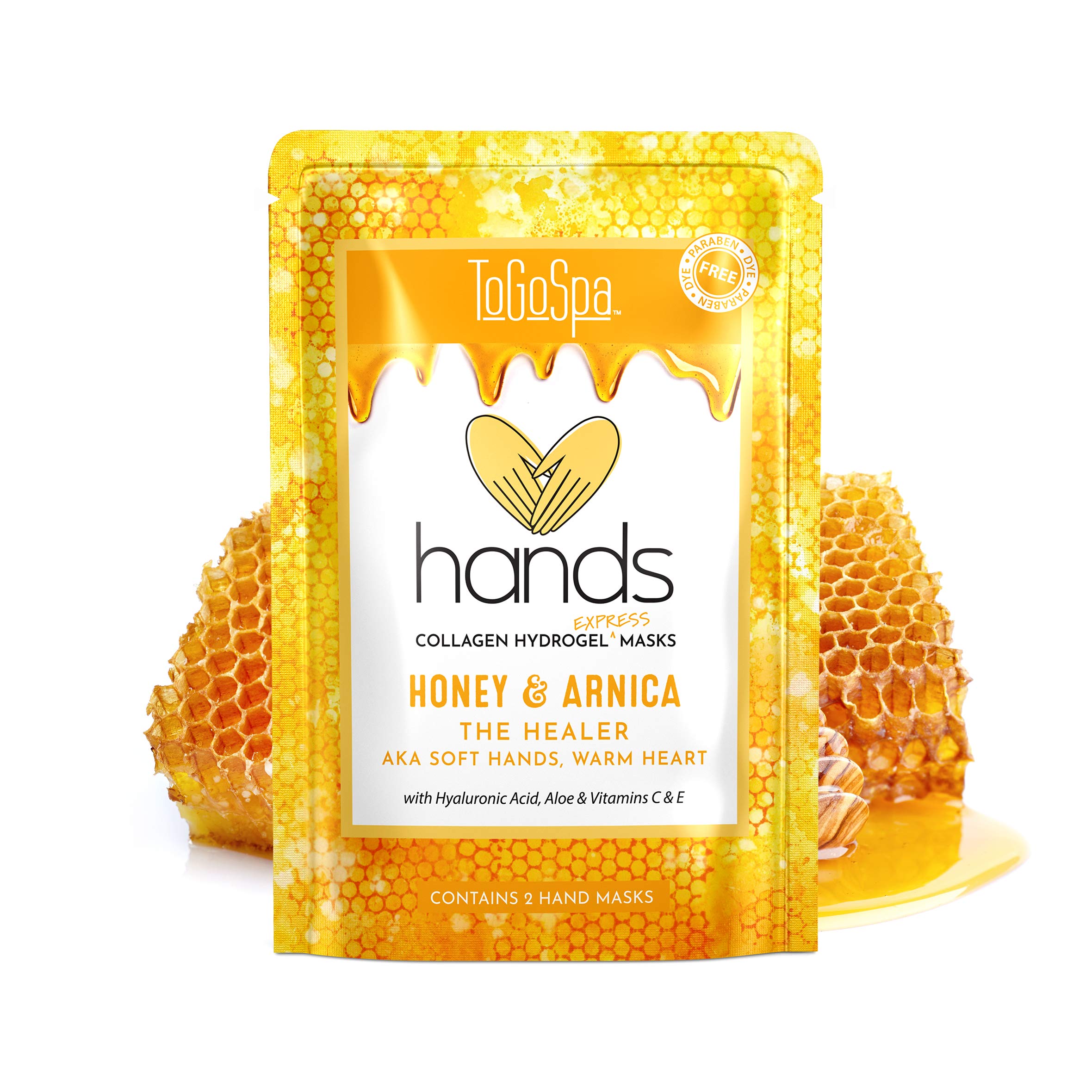 ToGoSpa, HANDS, Honey And Arnica Hand Mask Moisturizing Gloves, Moisturizer For Dry Cracked Hands, Overnight Gloves For Men And Women, Smooth Texture