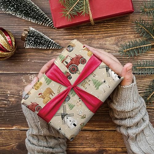 Miniatura 10 de SaringSwoon Papel de regalo de Navidad para niños, niñas, niños y adultos, envoltura de regalo de Navidad con gnomo, reno, oso polar, Feliz Navidad