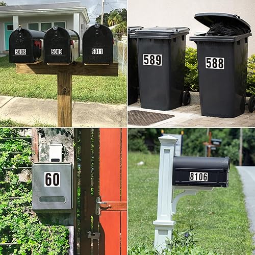 Miniatura 4 de Números autoadhesivos de 1.5 pulgadas para buzón, números de casa, números de buzón reflectante, números de botes de basura, para exteriores, 60