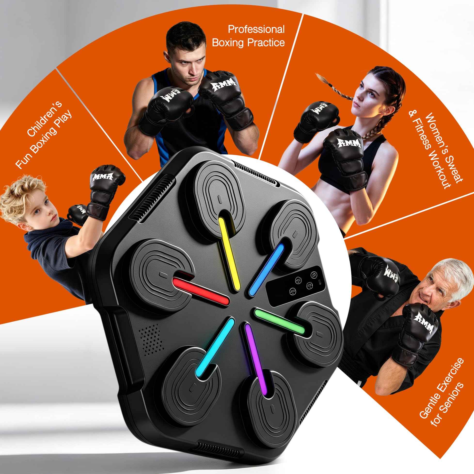 Macchina da boxe musicale per adulti, con montaggio a parete, con guantoni da boxe, velocità regolabile a 12 marce, attrezzatura per allenamento musicale per allenamento in palestra a casa