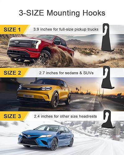 Miniatura 4 de Portavasos para reposacabezas para asiento trasero, soporte estable resistente a derrames con ganchos para bolsas, se adapta a botellas de 50 onzas,