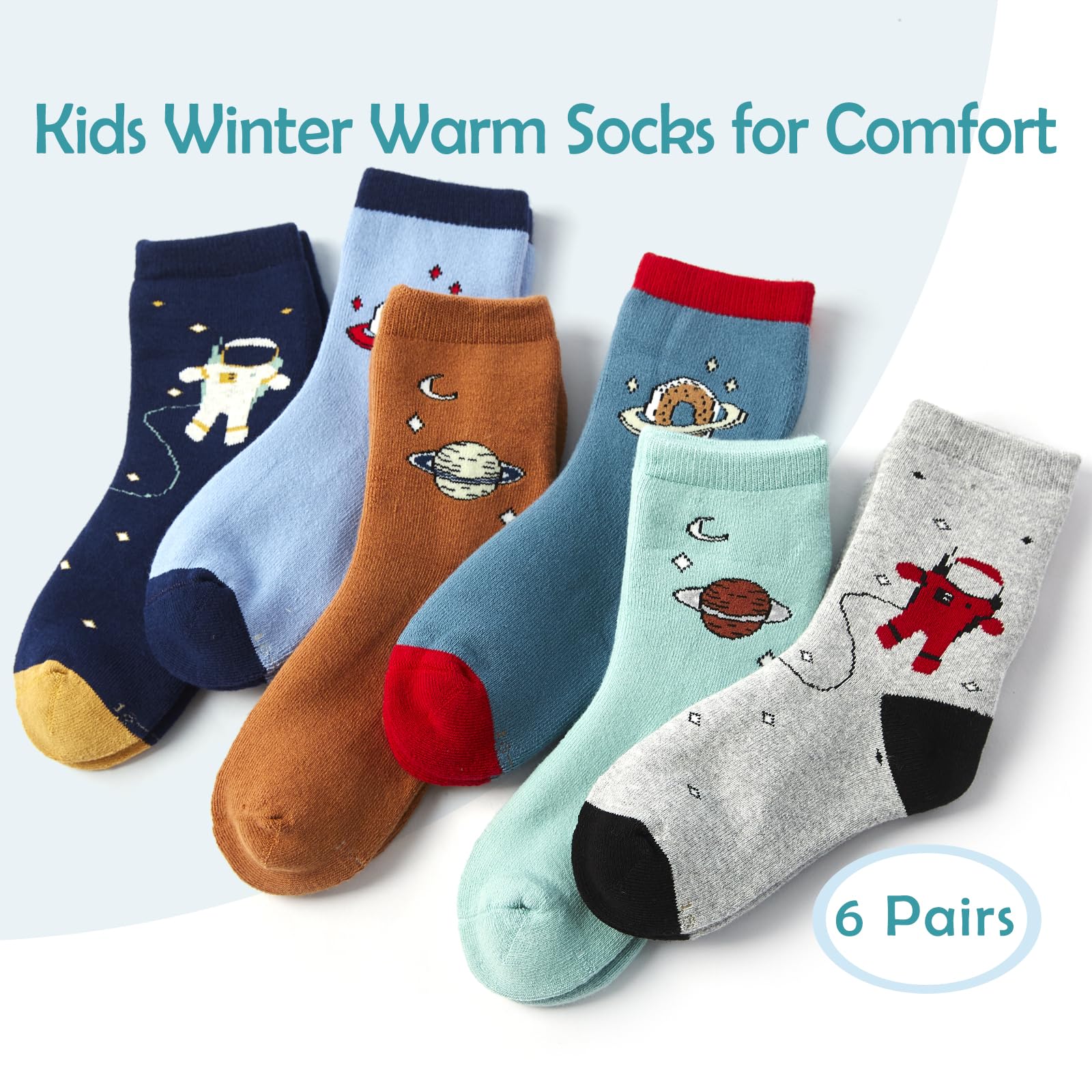 Moon Tree Big Boys Thick Cotton Socks Kids Warm Socks Winter Thermal Crew Socks 10-12 Years