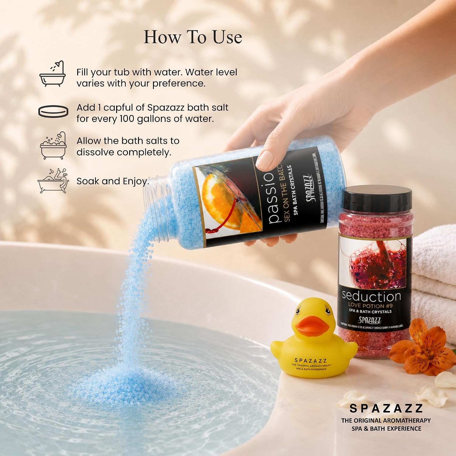 Spazazz Romantic Aromatherapy Hot Tub & Spa Salt Crystals with Rubber Duck