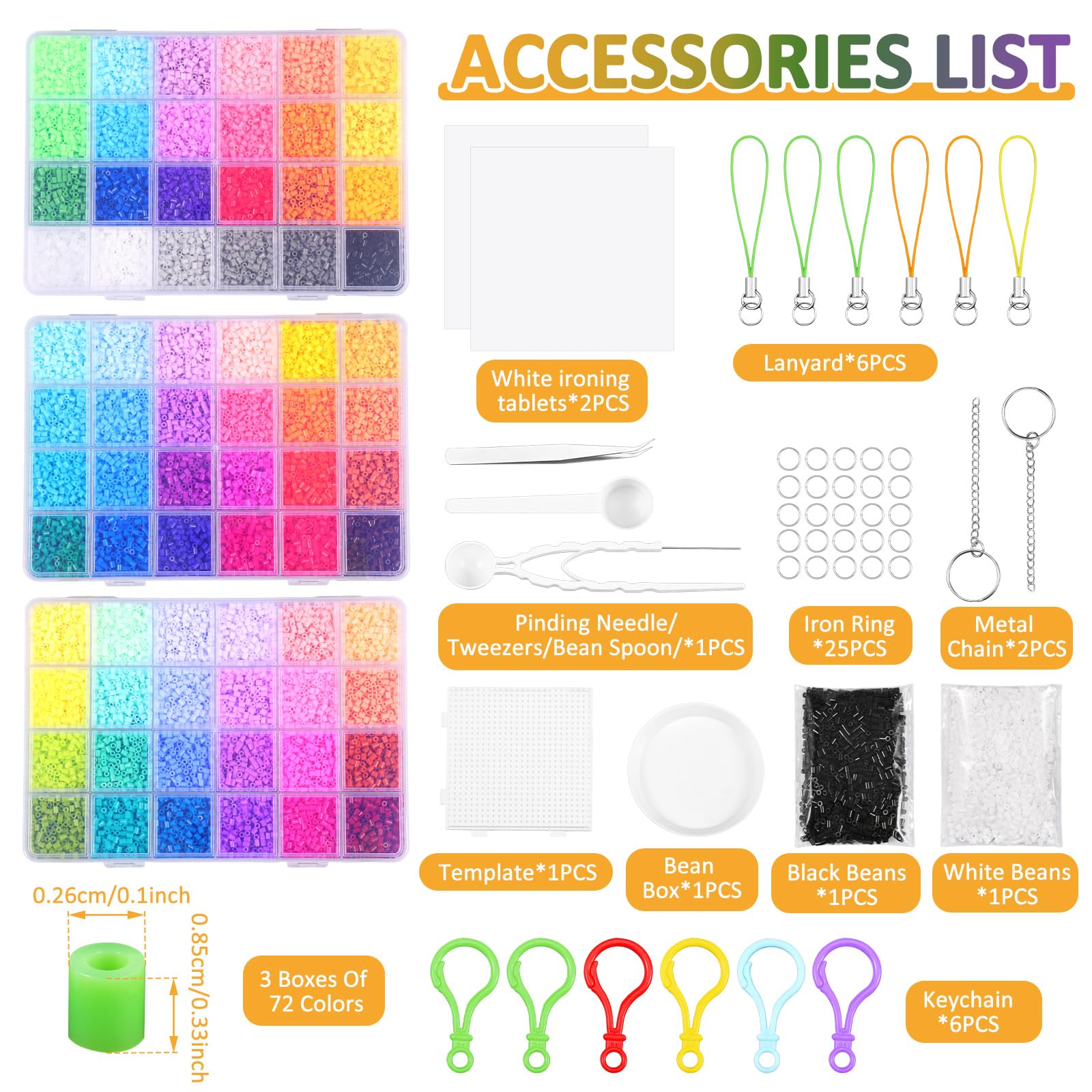 Mini Set di Perline da Stirare 2,6 mm, Piccole Perline con Piastre per Perline da Stirare, Kit di Perline da Stirare Fai-da-Te come Regalo per Bambini & Hobby di Arte Pixel, con Diverso