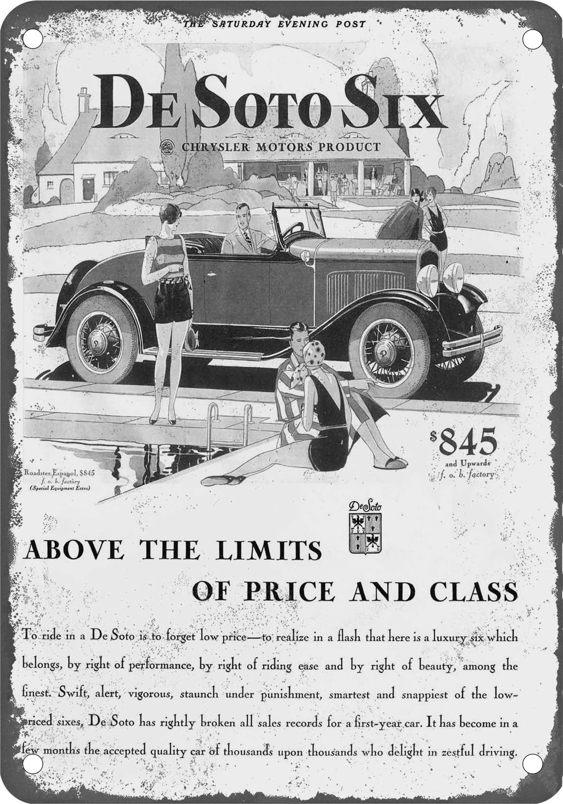 Miaomansenstore Metal Sign - 1929 Desoto Vintage Ad 05 - Old Retro Rusty Look Home Decor