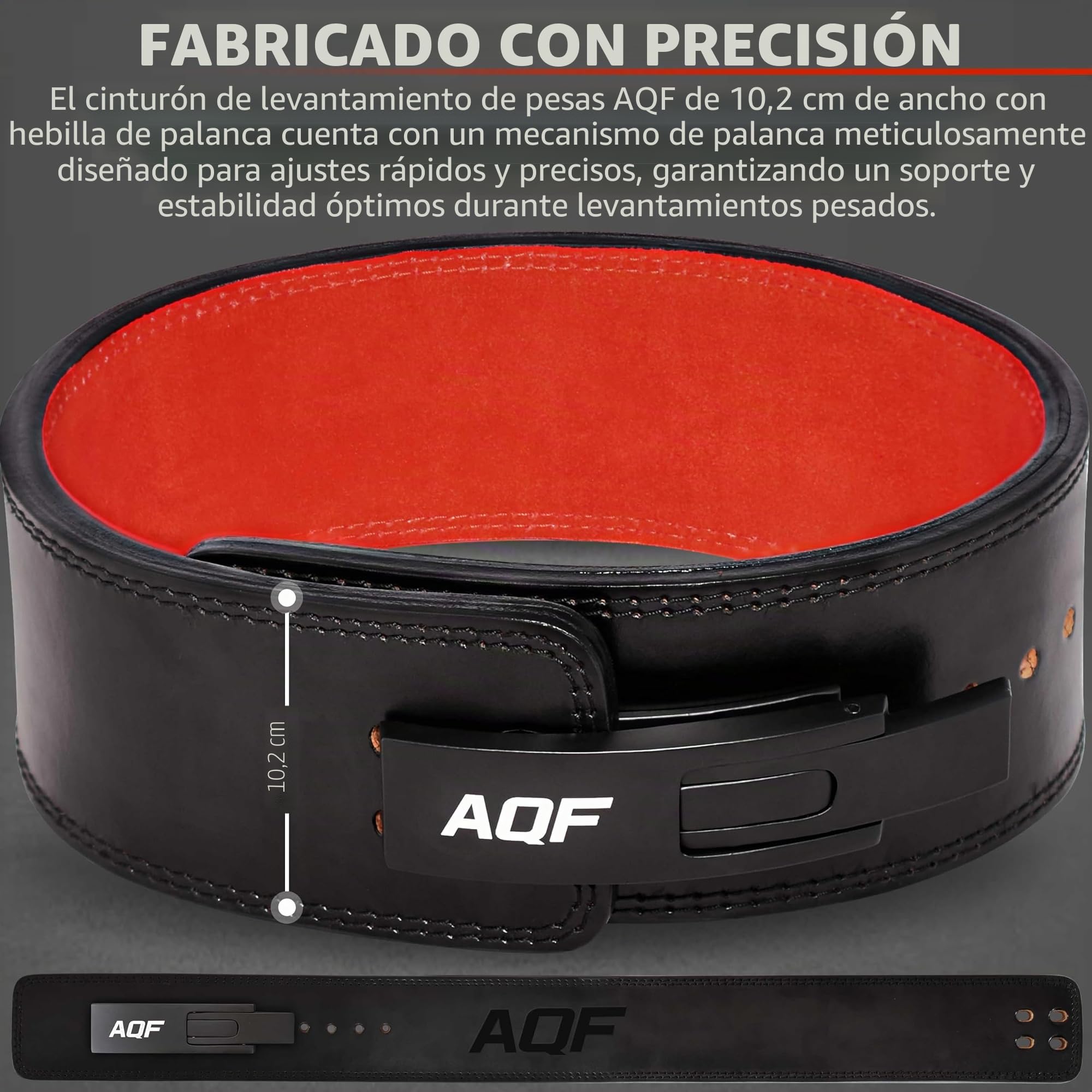 AQF Cinturón Gym Cuero 13mm, Hebilla de Palanca, IPL y USPA Aprobada