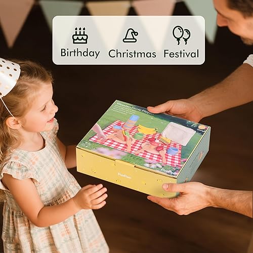 Miniatura 7 de PairPear Juego de comida de madera para la cocina de los niños, 32 piezas de juguetes de simulación, juego de picnic con bolsa de compras, juguetes