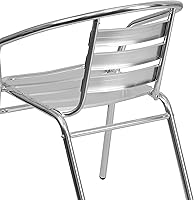 Vista 8 de EMMA + OLIVER Aluminum Indoor-Outdoor Stack Chair with Triple Slat Back and Arms