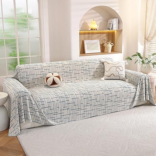 Miniatura 8 de Fundas de sofá para perros, 78x118 pulgadas, fundas lavables para sofá de 3 cojines, funda de sofá en forma de L, multiusos, fundas de sofá Blanco