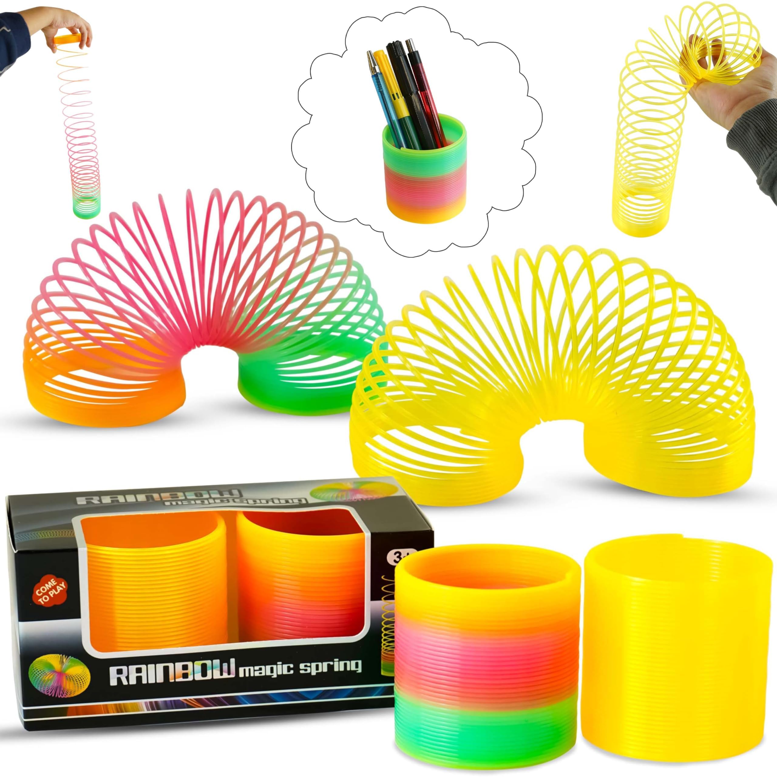 Rainbow Magic Spring Toy 2 Pack 6.5cm Colourful Stretchy Bouncing Slinky Fidget Toys for Kids Party Bag Fillers Classroom Prizes Sensory Play Gift for Boys Girls Ages 3+ โ image 1