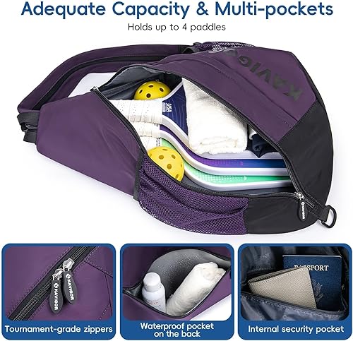 Miniatura 2 de Bolsa de pickleball 2025, mochila ultraligera convertible con tela suave al tacto y bolsillo húmedoseco, se adapta a 4 paletas + equipo