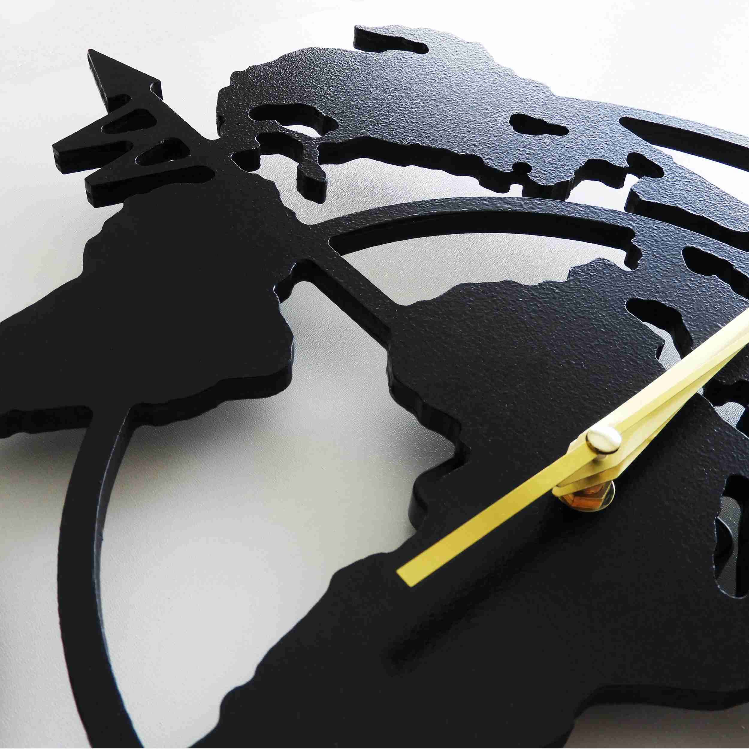 Orologio da Parete Silenzioso Mappamondo Decorazione Originale Nero 44cm, Senza Ticchettio, Movimento al Quarzo, Globo, Orologi per Soggiorno, Camera da Letto, Cucina…