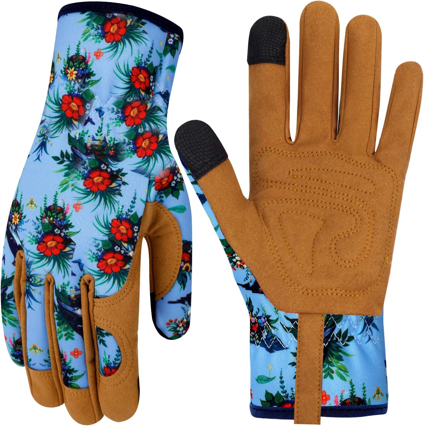 Leather Gardening Gloves for Women Thorn Proof Garden Gloves Touch Screen Working Gloves Gifts,M