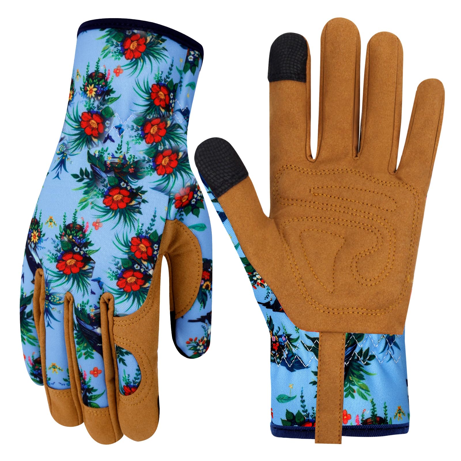Leather Gardening Gloves for Women Thorn Proof Garden Gloves Touch Screen Working Gloves Gifts,M
