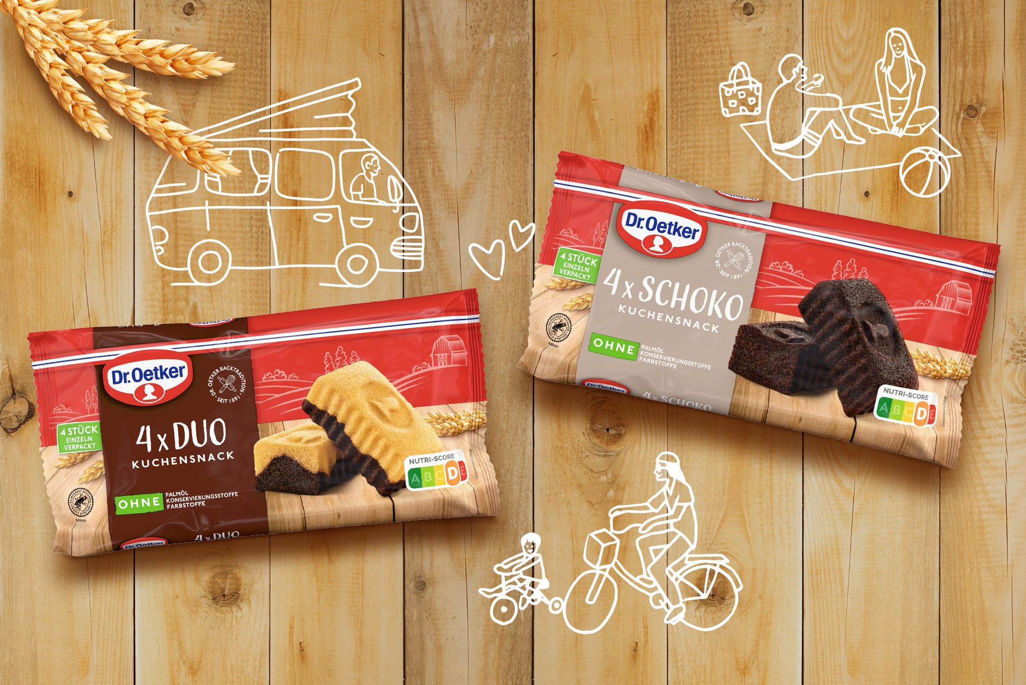 Dr. Oetker Kuchensnack Duo & Schoko Probier-Set 10er Pack, 5 x Duo, 5 x Schoko, pro Packung jeweils 4 Stück à 35 g, Kuchen Snack ohne Schokoladenüberzug, einzeln verpackt, ideal für unterwegs