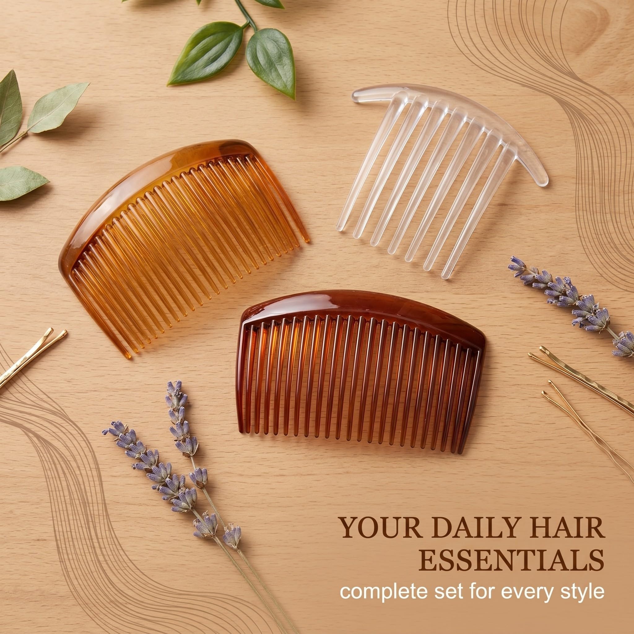 9 Piezas Peinetas para el Pelo, Peineta Francesa de Resina con 7, 23 y 29 Dientes, Accesorios para el Cabello Mujer y Niña para Mantilla, Peinados Diarios y Eventos, Negro, Marrón y Transparente