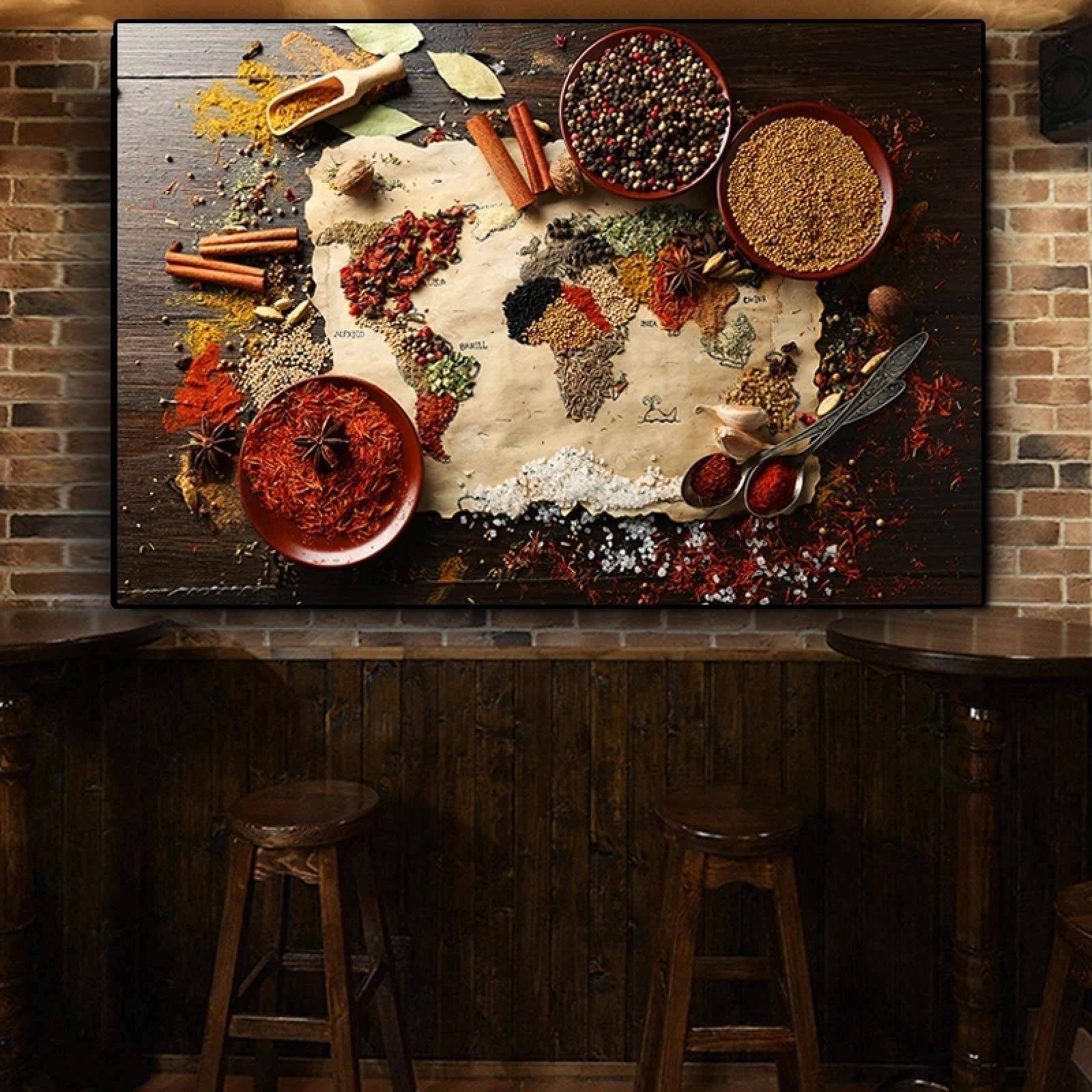 Stampa Su Tela Spezie In Cucchiai | Quadro Moderno 60x90cm Per Decorazione Cucina