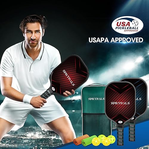 Miniatura 8 de Juego de 4 palas de pickleball con superficie de fibra de vidrio, 4 con 4 bolas, 4 toallas refrescantes y 1 bolsa de palas de pickleball con agarre