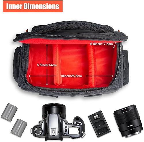 Miniatura 2 de FOSOTO Funda de hombro para cámara DSLR compatible con Canon EOS Rebel T7 T6 4000D 80D 90D 6D Mark II, Nikon D3500 D3400 D5600 D60 D750, Sony SLR y