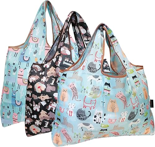 allydrew Bolsa grande plegable de nailon reutilizable para comestibles, paquete de 3, animales escalofriantes