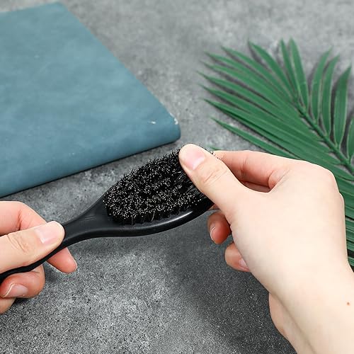 Miniatura 2 de Cepillo de peluquero para decolorar, 2 piezas de cerdas de jabalí naturales con mango de ABS, cepillo profesional de limpieza para desenredar,