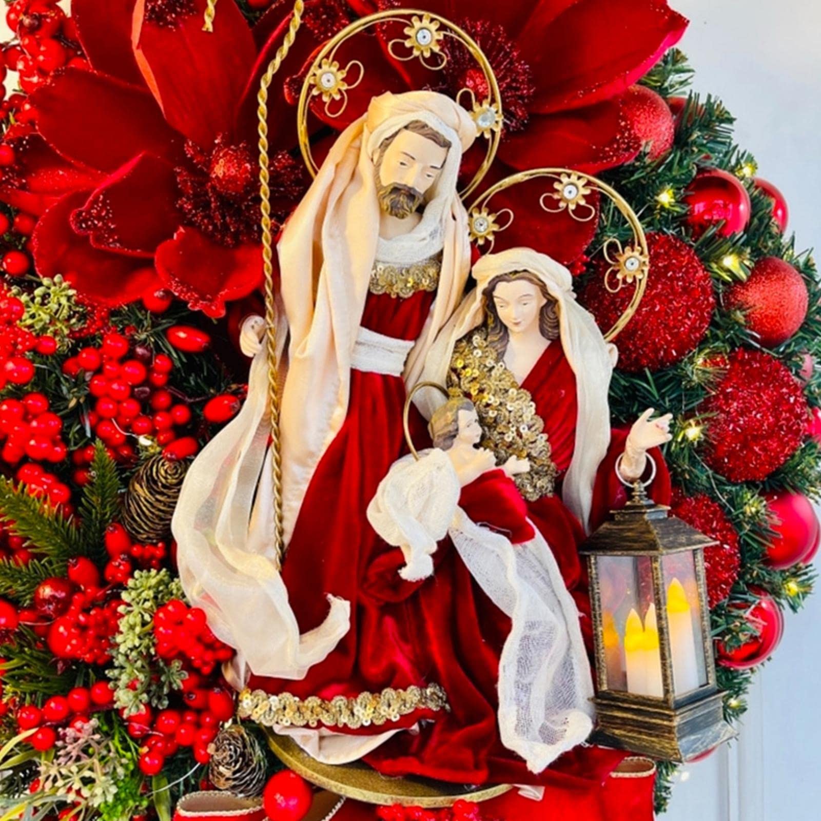 Guirnaldas de Navidad Guirnalda de Navidad Adornos colgantes con cono de pino Estampado de bayas artificiales para la puerta delantera del hogar Decoraciones de pared Guirnalda Montaje de la puerta