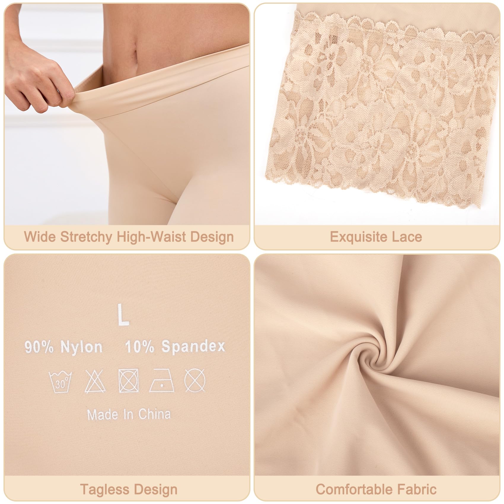 Pantalon Antirozaduras Mujer Elástico Bragas Diseño Encaje Boxer Shorts Suave Falda Bragas Cómoda Resistente al Desgaste Short Deportivo Mujer para Yoga Y Ciclismo Pack de 3