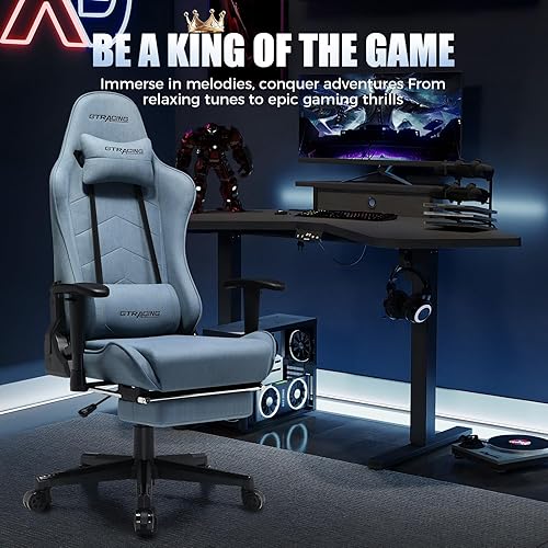 Miniatura 6 de GTRACING Silla de juegos con reposapiés, silla de computadora estilo carreras para adultos, respaldo reclinable ajustable y soporte lumbar, elegante