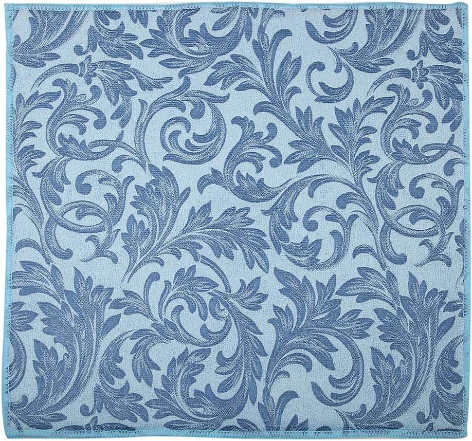 : PLD Microfibre Dish Draining Board Mat, Kitchen Super Absorbent Sink Mat for Dishes, Plates, Glass, Mug, Large Size 38x50cm (15" X19.6'), Blue, Embossed Floral Print, One Piece/Pack.
