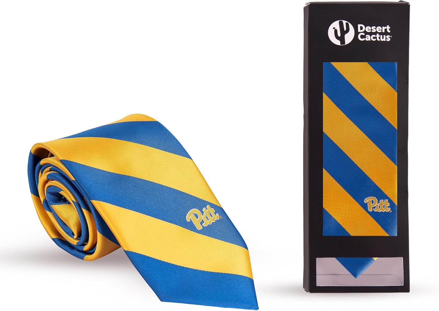 Desert Cactus University of Pittsburgh Neck Tie Pitt Panthers 100% Polyester Necktie with Logo, Officially Licensed - Image 4