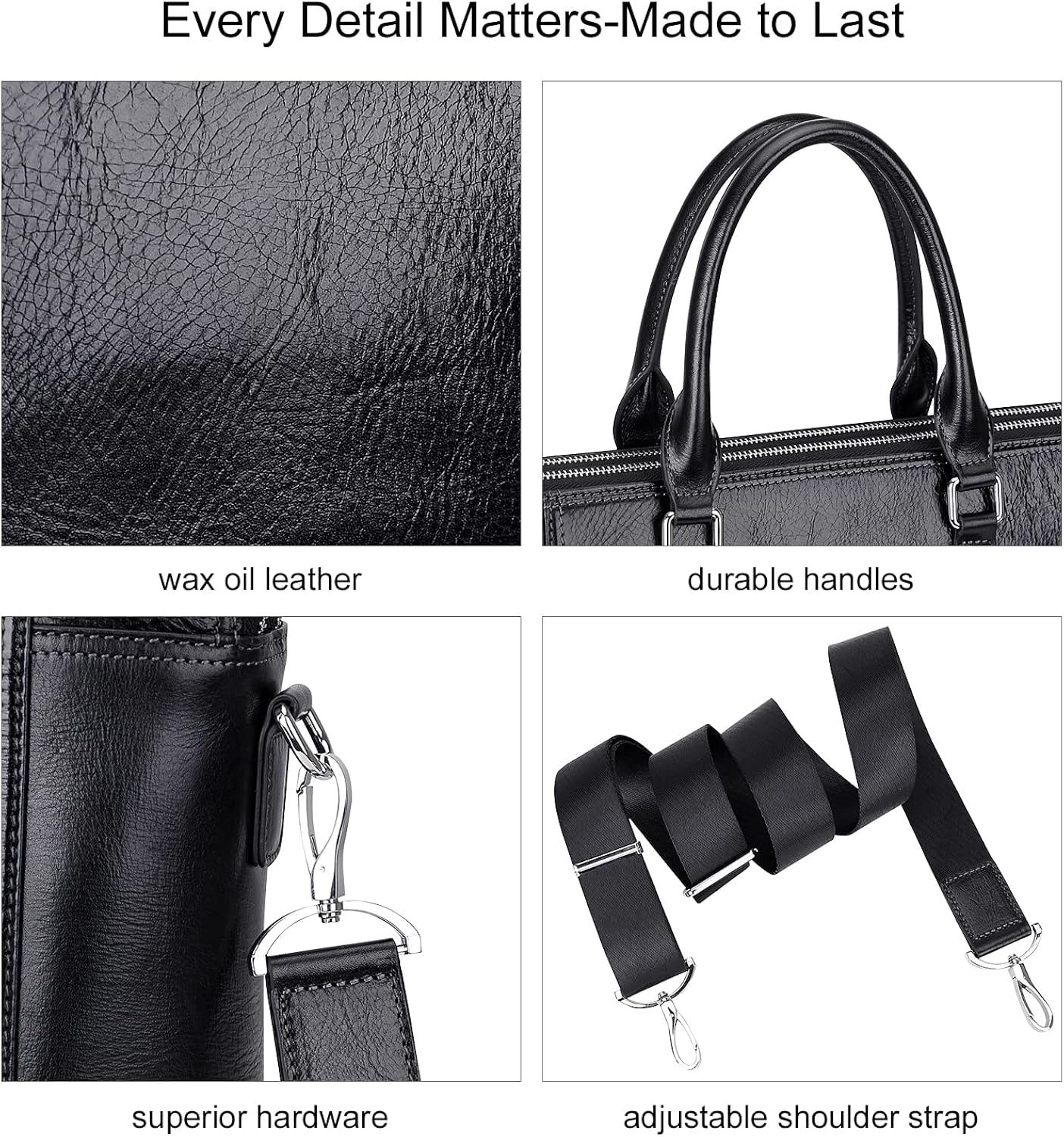 Miniatura 7 de PIJUSHI Maletín de cuero genuino para hombres y mujeres, maletín portátil para negocios