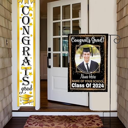 Miniatura 5 de Letrero de graduación personalizado para patio, bandera de jardín de graduación personalizada, letreros de graduación para la clase de 2024,
