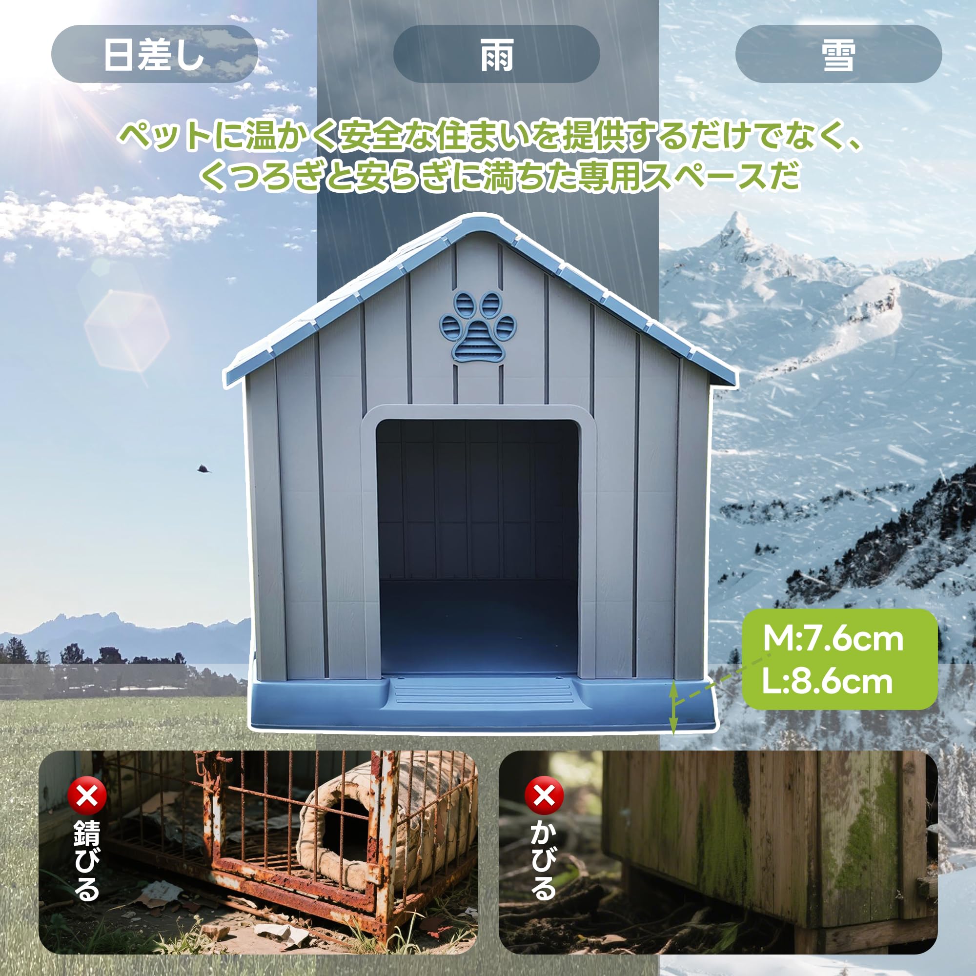 Amazon | BTM 犬小屋 屋外用 犬舎 室外 中型犬用 大型犬用 mサイズ 