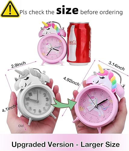 Miniatura 2 de TCJJ Reloj despertador de unicornio para niñas y niños, bonita decoración de dormitorio, segunda manecilla silenciosa sin tictac, con
