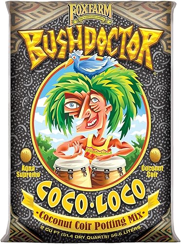 FoxFarm Bush Doctor Coco Loco - Mezcla para macetas, 2 pies cúbicos, extiende tu programa de riego, triple lavado para reducir el contenido de sal,
