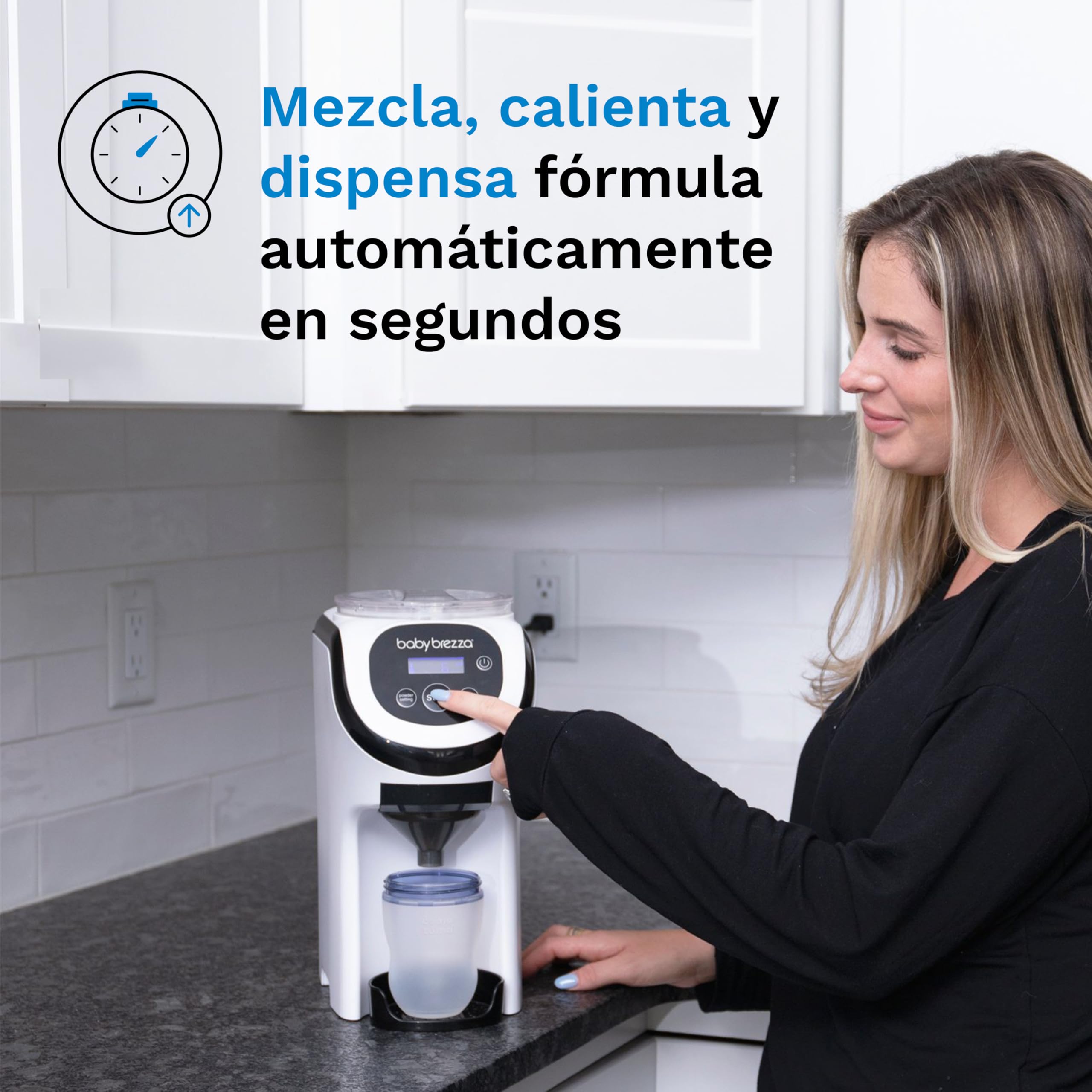 Baby Brezza Formula Pro Mini - Preparador de Biberones Automático - Dispensador de Leche en Polvo Compacto y Portátil - Compatible con Fórmulas - Calienta Biberones
