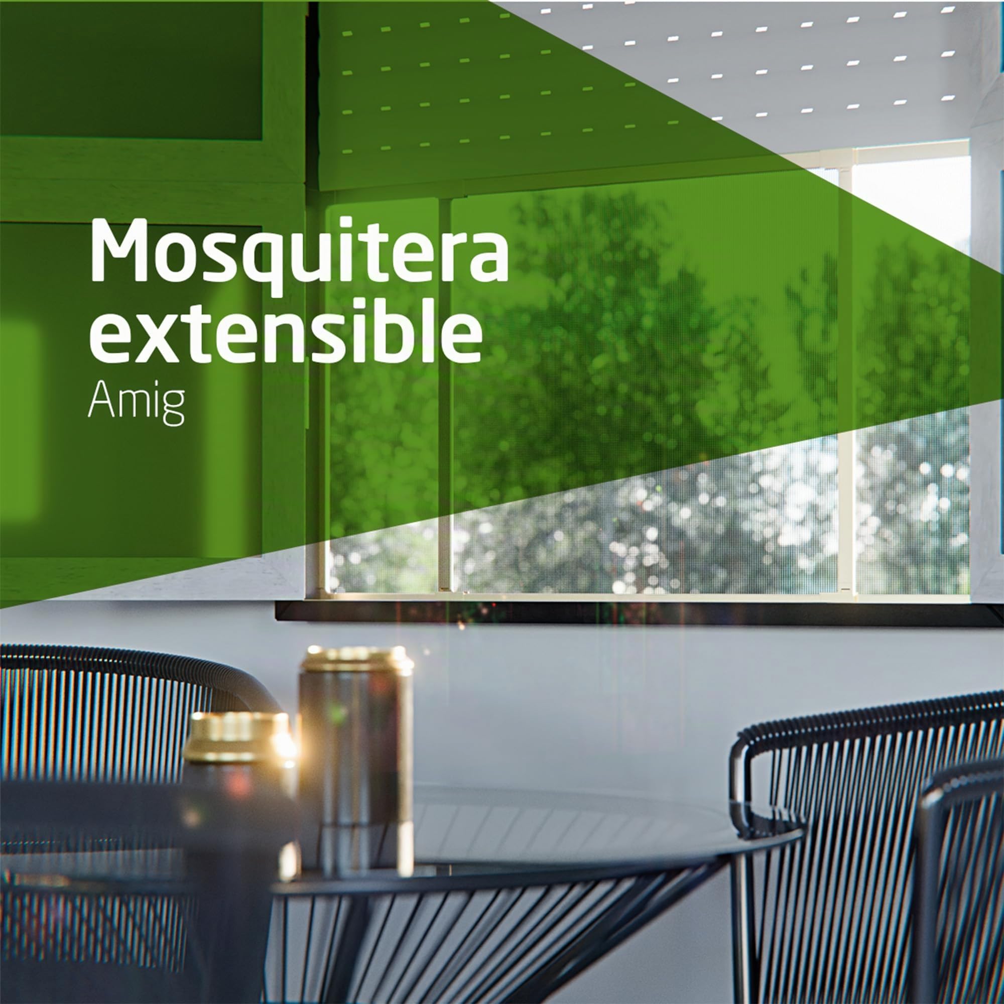 Amig - Mosquitera Extensible para Ventana - 100 x 70 cm - Marco de Aluminio Bronce - Malla Fibra de Vidrio Gris - Ajustable - Instalación sin herramientas - Mod. ME01