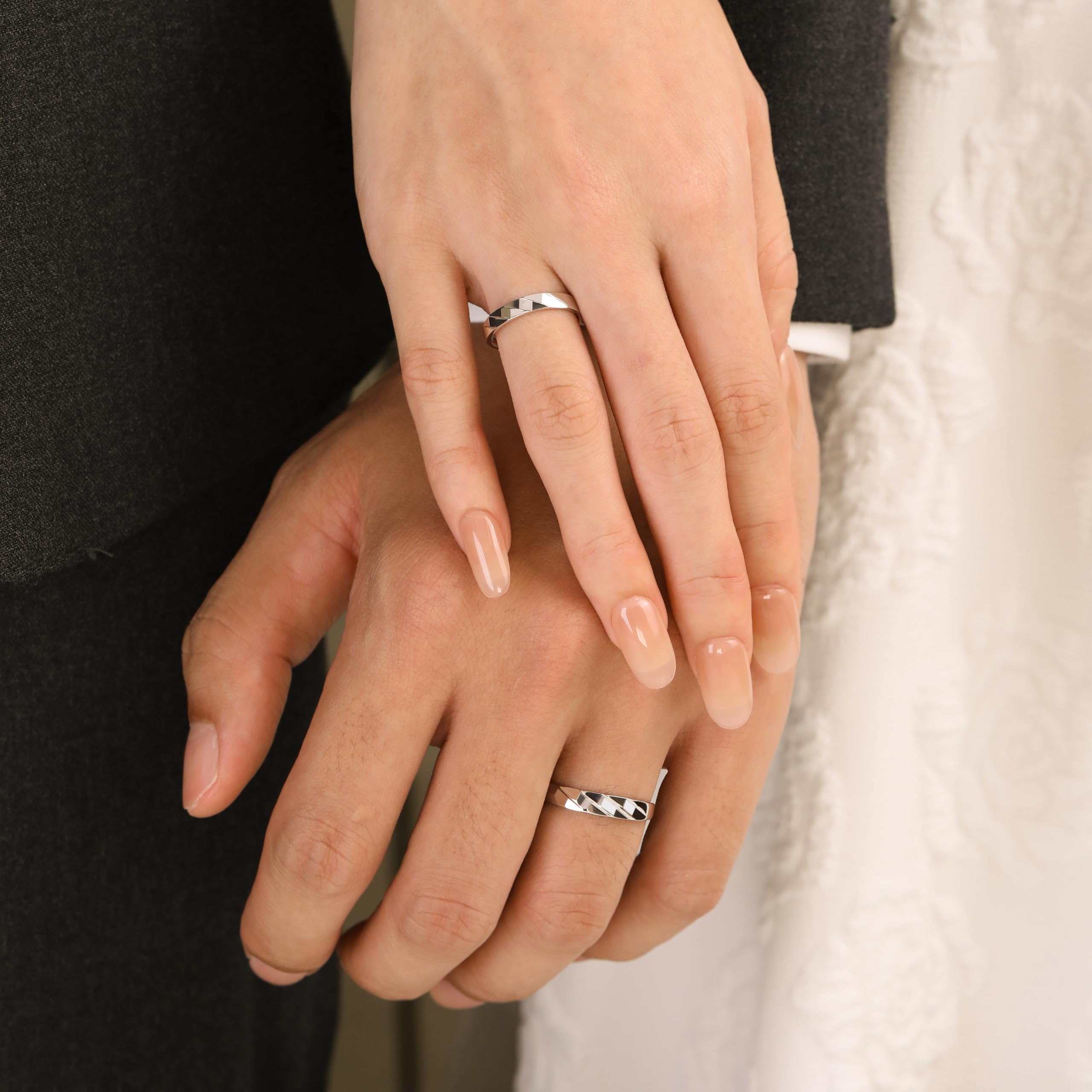 Meissa Anillos de Plata Pareja Plata de Ley 92 Alianzas Ajustables Mujer 3mm & Hombre 3,7mm Joyería de Compromiso Boda Aniversario o San Valentín, Juego de dos anillos