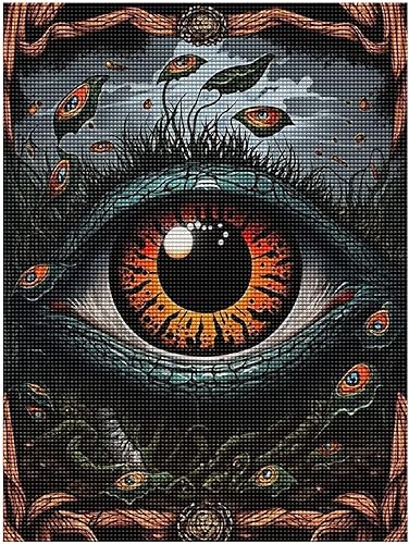 Kits de pintura de diamantes para adultos, pintura de arte de ojos, taladro redondo completo, arte de diamantes 5D para decoración de pared del