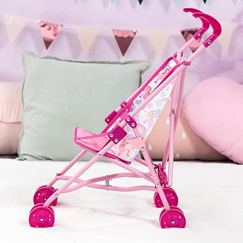 Miniatura 3 de Bayer Buggy Umbrella Stroller - Juego de muñecas de unicornio rosa, arco iris, muñeca de bebé con Sroller, bolsa de hombro a juego y accesorios