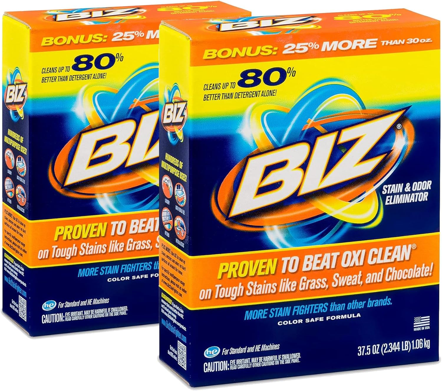 BIZ 37.5oz Laundry Detergent Powder Booster Stain and Odor